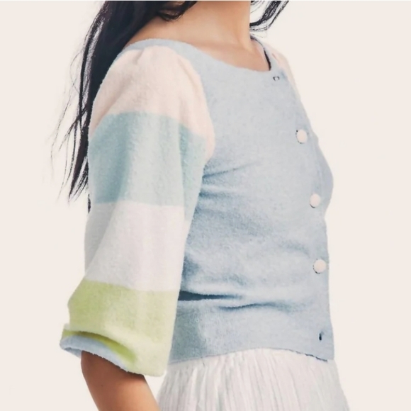 NWT LoveShackFancy Aidyn Crop Cardigan in pastel rainbow size medium - Picture 15 of 17